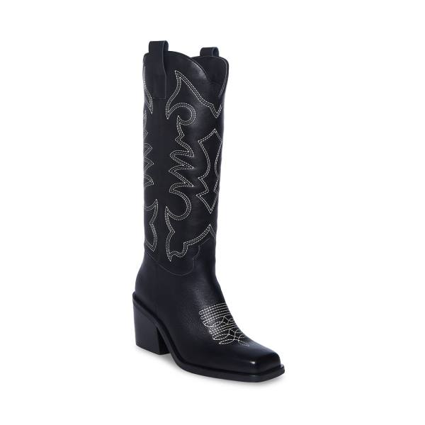 Steve Madden Stampede Leren Laarzen Dames Zwart | SM-806UT