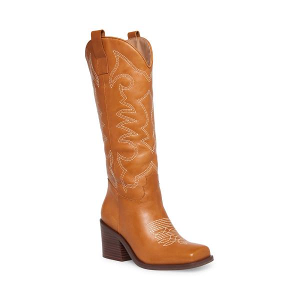 Steve Madden Stampede Tan Leren Laarzen Dames Bruin | SM-190QU