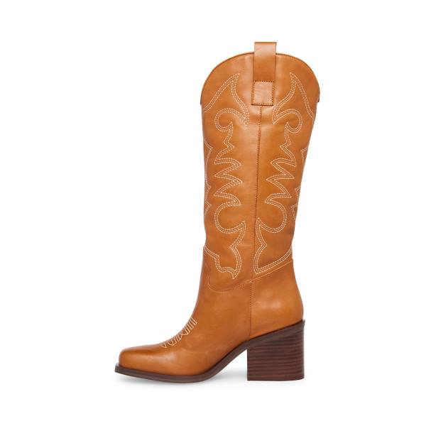 Steve Madden Stampede Tan Leren Laarzen Dames Bruin | SM-190QU