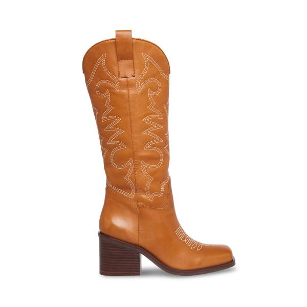 Steve Madden Stampede Tan Leren Laarzen Dames Bruin | SM-190QU