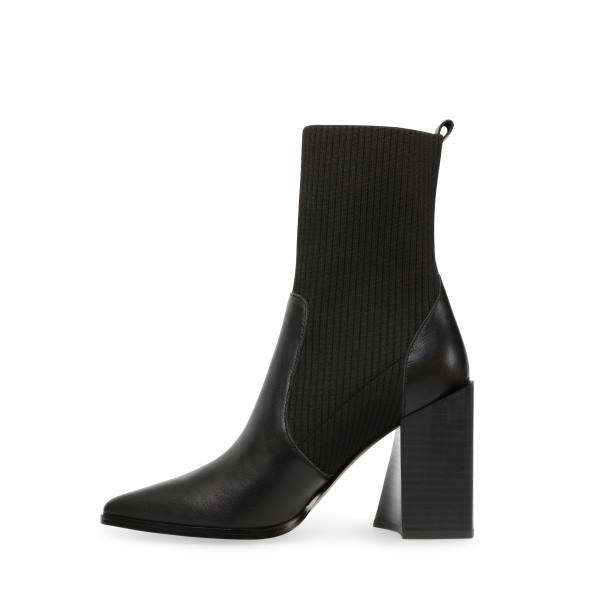 Steve Madden Tackle Leren Enkellaarsjes Dames Zwart | SM-789EO