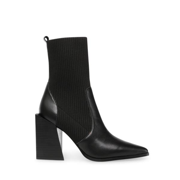 Steve Madden Tackle Leren Enkellaarsjes Dames Zwart | SM-789EO