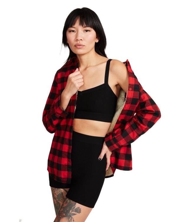 Steve Madden Teddy Gevoerde Flannel Jassen Dames Rood | SM-042OC