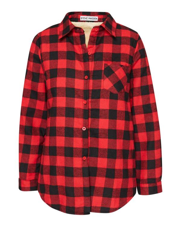 Steve Madden Teddy Gevoerde Flannel Jassen Dames Rood | SM-042OC