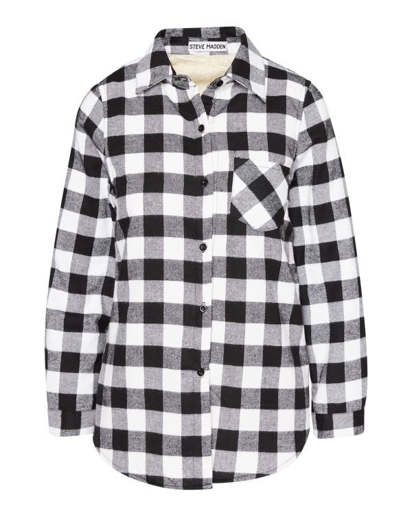 Steve Madden Teddy Gevoerde Flannel Jassen Dames Zwart | SM-239OC