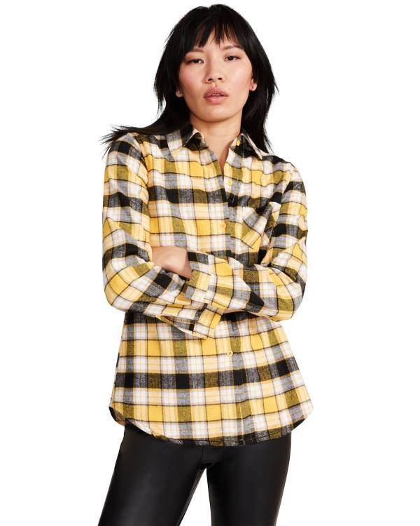 Steve Madden Teddy Gevoerde Flannel Jassen Dames Geel | SM-401ZN