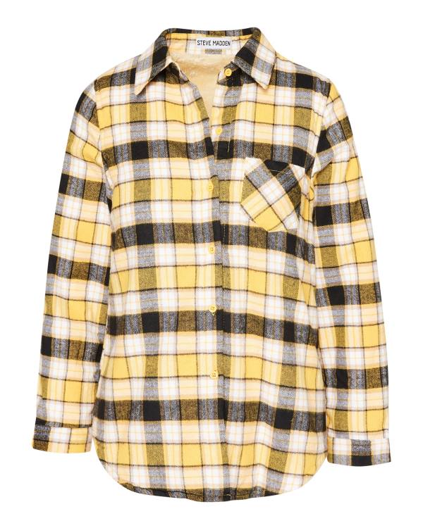 Steve Madden Teddy Gevoerde Flannel Jassen Dames Geel | SM-401ZN