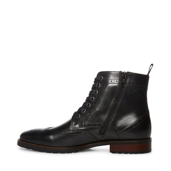 Steve Madden Tilman Leren Enkellaarsjes Heren Zwart | SM-309NV