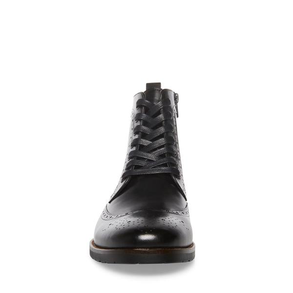 Steve Madden Tilman Leren Enkellaarsjes Heren Zwart | SM-309NV