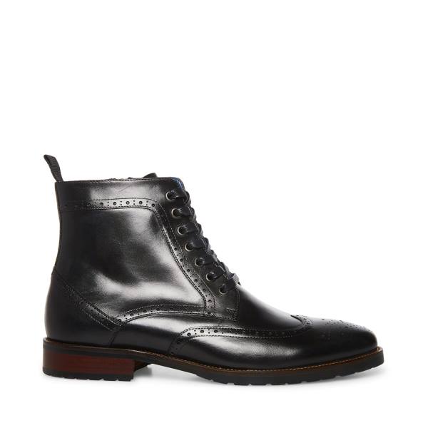 Steve Madden Tilman Leren Enkellaarsjes Heren Zwart | SM-309NV