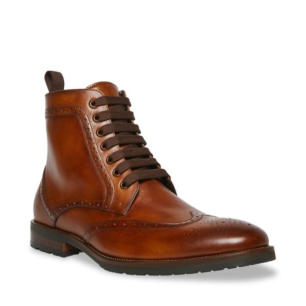 Steve Madden Tilman Tan Leren Enkellaarsjes Heren Bruin | SM-084JX