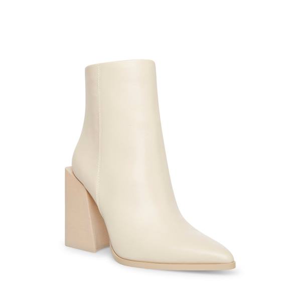 Steve Madden Tish Bone Leren Enkellaarsjes Dames Beige | SM-312YC