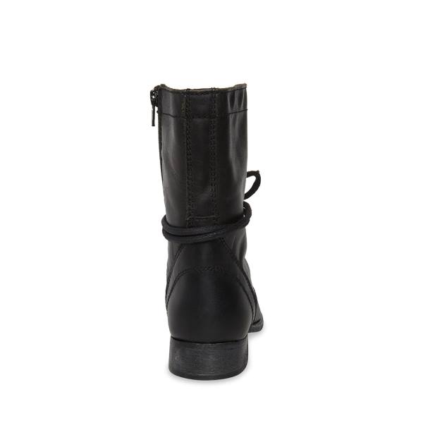 Steve Madden Troopa Leren Enkellaarsjes Dames Zwart | SM-530EU