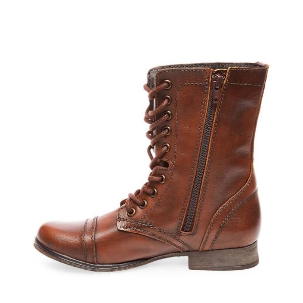 Steve Madden Troopa Leren Enkellaarsjes Dames Bruin | SM-936PV