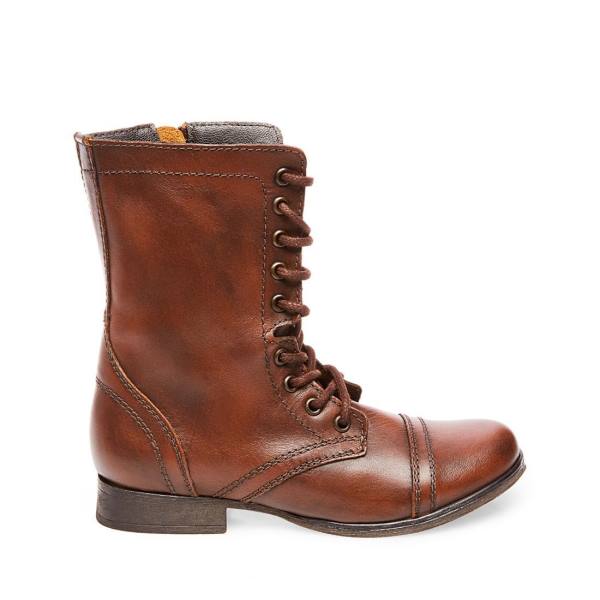 Steve Madden Troopa Leren Enkellaarsjes Dames Bruin | SM-936PV