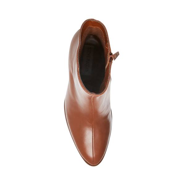 Steve Madden Trudy Cognac Leren Enkellaarsjes Dames Bruin | SM-218AC