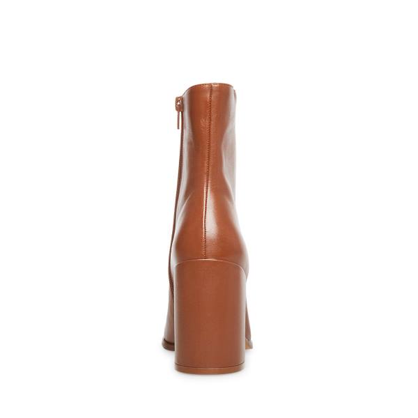 Steve Madden Trudy Cognac Leren Enkellaarsjes Dames Bruin | SM-218AC