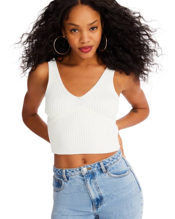 Steve Madden Trui Cropped Tank Topjes Dames Wit | SM-387ES