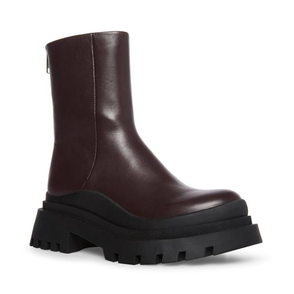 Steve Madden Turf Leren Enkellaarsjes Dames Bruin | SM-198CT