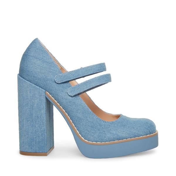 Steve Madden Twice Denim Fabric Heel Hakken Dames Blauw | SM-480KE