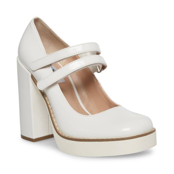 Steve Madden Twice Lak Heel Hakken Dames Wit | SM-402DW