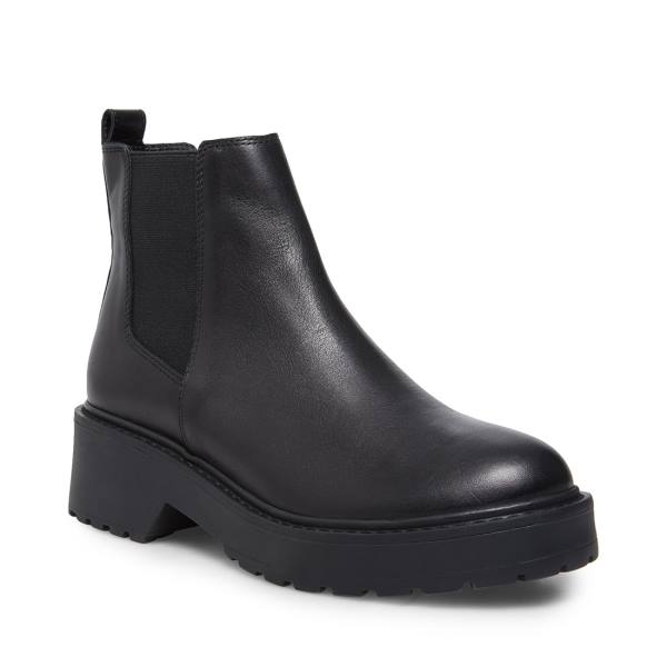 Steve Madden Tyclone Leren Enkellaarsjes Dames Zwart | SM-185AP