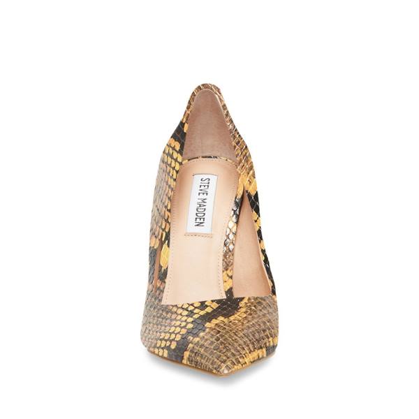 Steve Madden Vala Snake Heel Hakken Dames Geel Slangenprint | SM-093SC