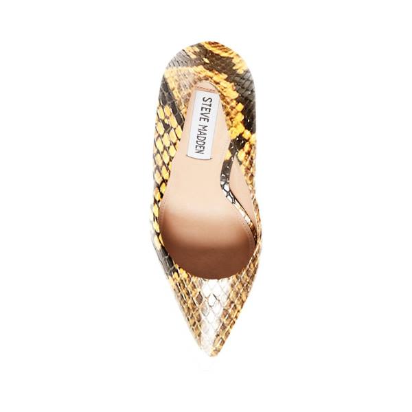 Steve Madden Vala Snake Heel Hakken Dames Geel Slangenprint | SM-093SC