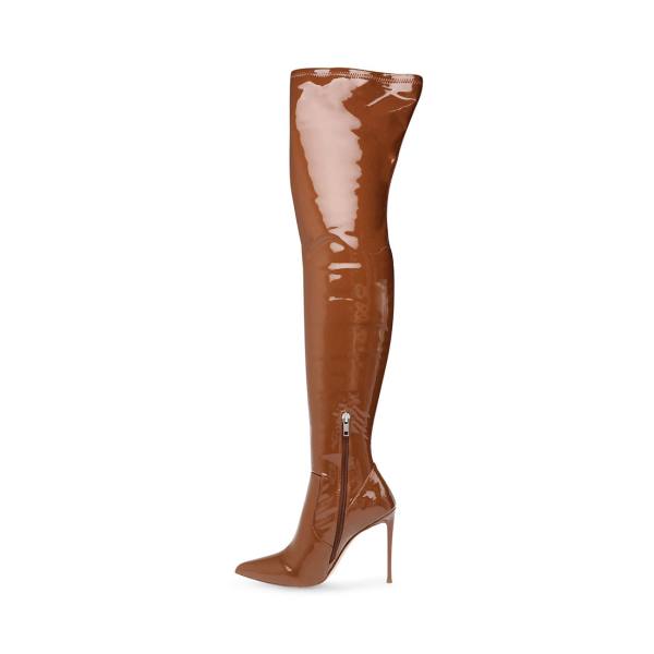 Steve Madden Vava Cognac Lak Laarzen Dames Bruin | SM-346KI