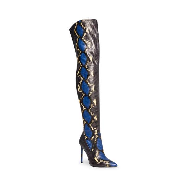 Steve Madden Vava Snake Laarzen Dames Blauw Slangenprint | SM-683XA