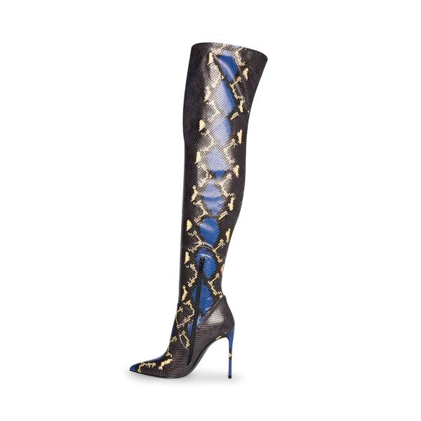 Steve Madden Vava Snake Laarzen Dames Blauw Slangenprint | SM-683XA