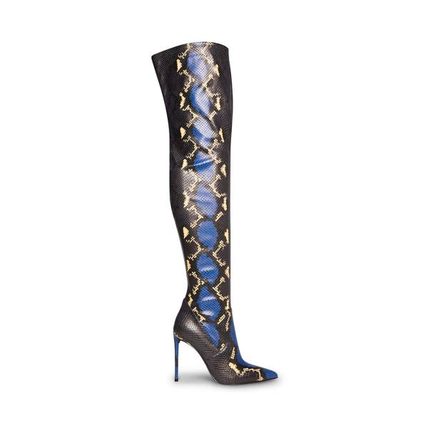 Steve Madden Vava Snake Laarzen Dames Blauw Slangenprint | SM-683XA