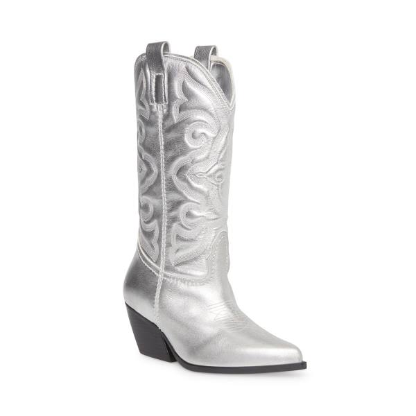 Steve Madden West Leren Laarzen Dames Zilver | SM-137ET