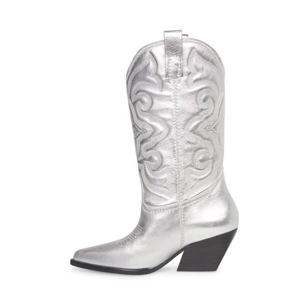 Steve Madden West Leren Laarzen Dames Zilver | SM-137ET