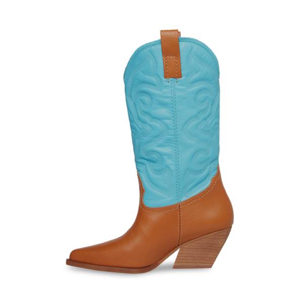 Steve Madden West Tan Laarzen Dames Bruin Blauw | SM-214KD