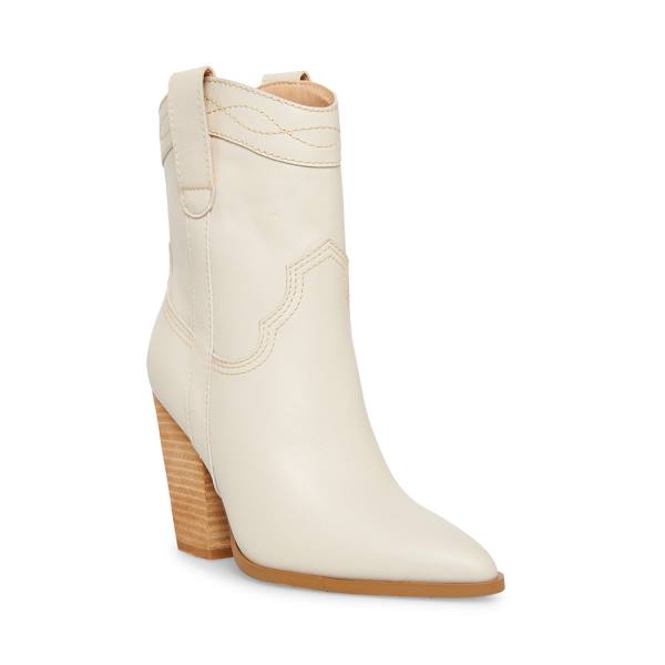 Steve Madden Westyn Bone Leren Enkellaarsjes Dames Beige | SM-482UN