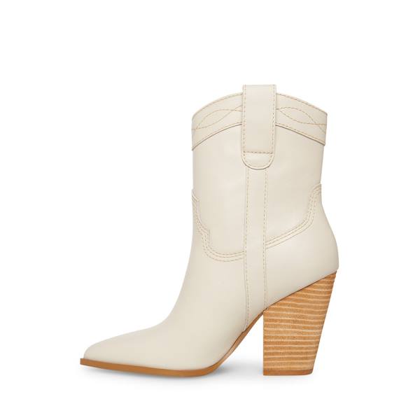 Steve Madden Westyn Bone Leren Enkellaarsjes Dames Beige | SM-482UN