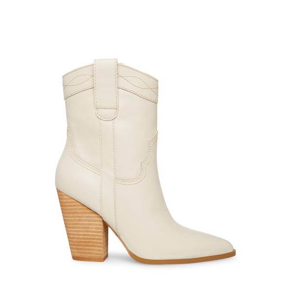 Steve Madden Westyn Bone Leren Enkellaarsjes Dames Beige | SM-482UN