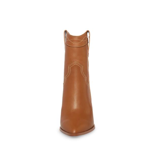 Steve Madden Westyn Cognac Leren Enkellaarsjes Dames Bruin | SM-371VG