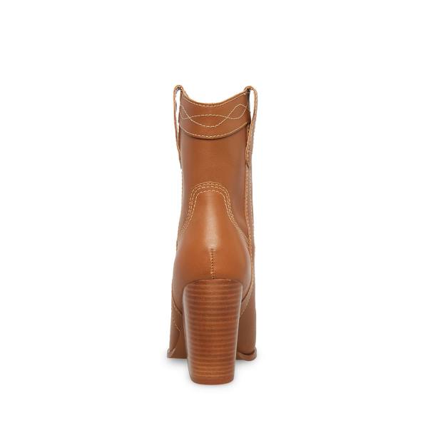 Steve Madden Westyn Cognac Leren Enkellaarsjes Dames Bruin | SM-371VG