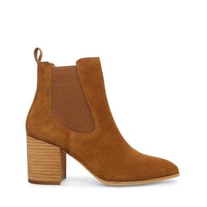 Steve Madden Addy Cognac Suede Enkellaarsjes Dames Bruin | SM-872GV