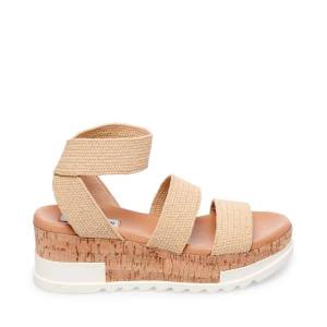 Steve Madden Bandi Natural Raffia Sandalen Dames Beige | SM-952WM