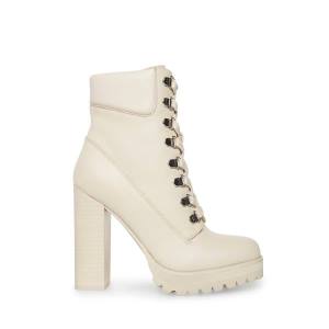 Steve Madden Beso Bone Leren Enkellaarsjes Dames Beige | SM-405IW