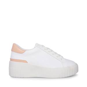 Steve Madden Calder Sand Sneakers Dames Wit Bruin | SM-351OH