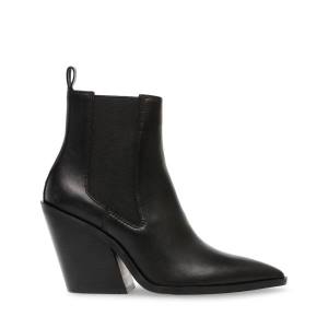 Steve Madden Caution Leren Enkellaarsjes Dames Zwart | SM-390PM