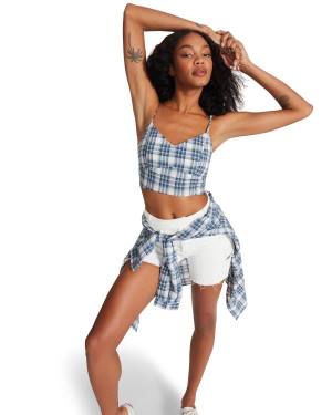 Steve Madden Checkered Tank Topjes Dames Blauw | SM-804LH