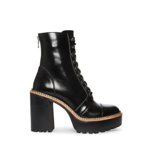 Steve Madden Core Leren Enkellaarsjes Dames Zwart | SM-653UI