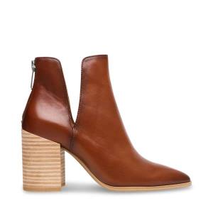 Steve Madden Darryn Cognac Leren Enkellaarsjes Dames Bruin | SM-506KS