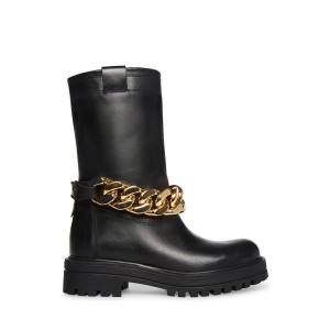 Steve Madden Devotion Leren Enkellaarsjes Dames Zwart | SM-305NZ