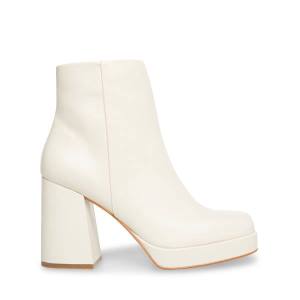 Steve Madden Edsel Bone Leren Enkellaarsjes Dames Beige | SM-985FV